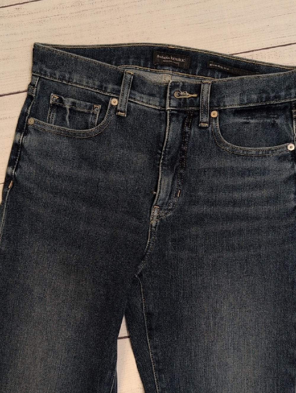 Banana Republic High-Rise Slim Straight Jeans in Dark Blue - Size 27 - Picture 7 of 10